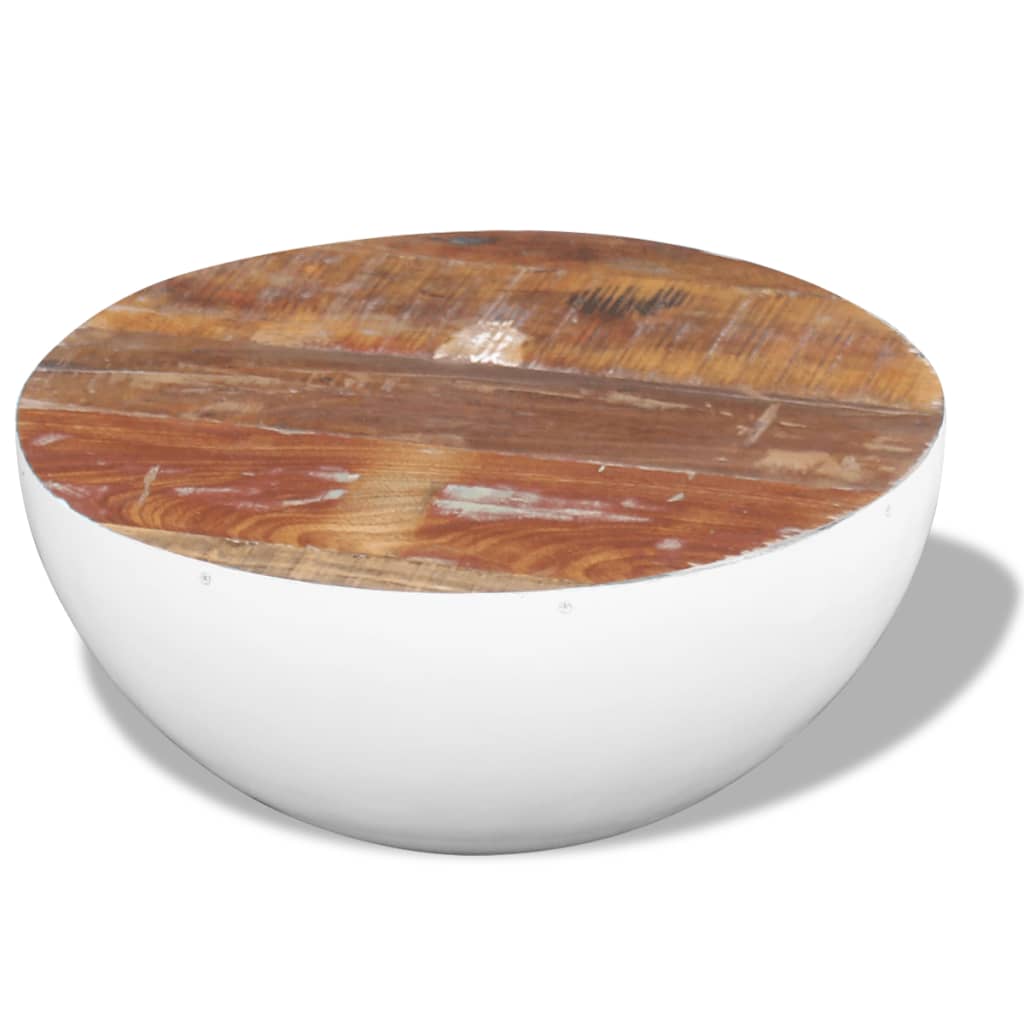 Bolleformet salongbord gjenvunnet heltre 60x60x30 cm