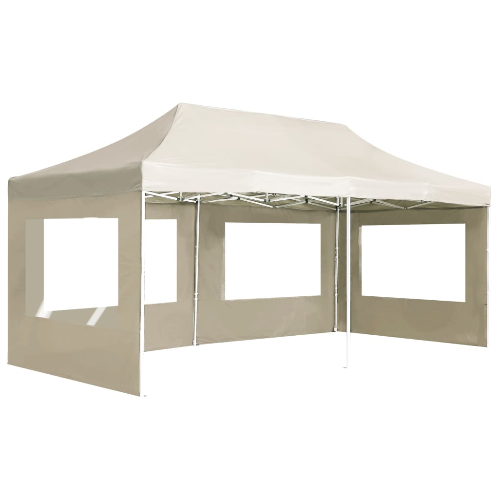 Profesjonelt foldbart festtelt med vegger aluminium 6x3 m krem