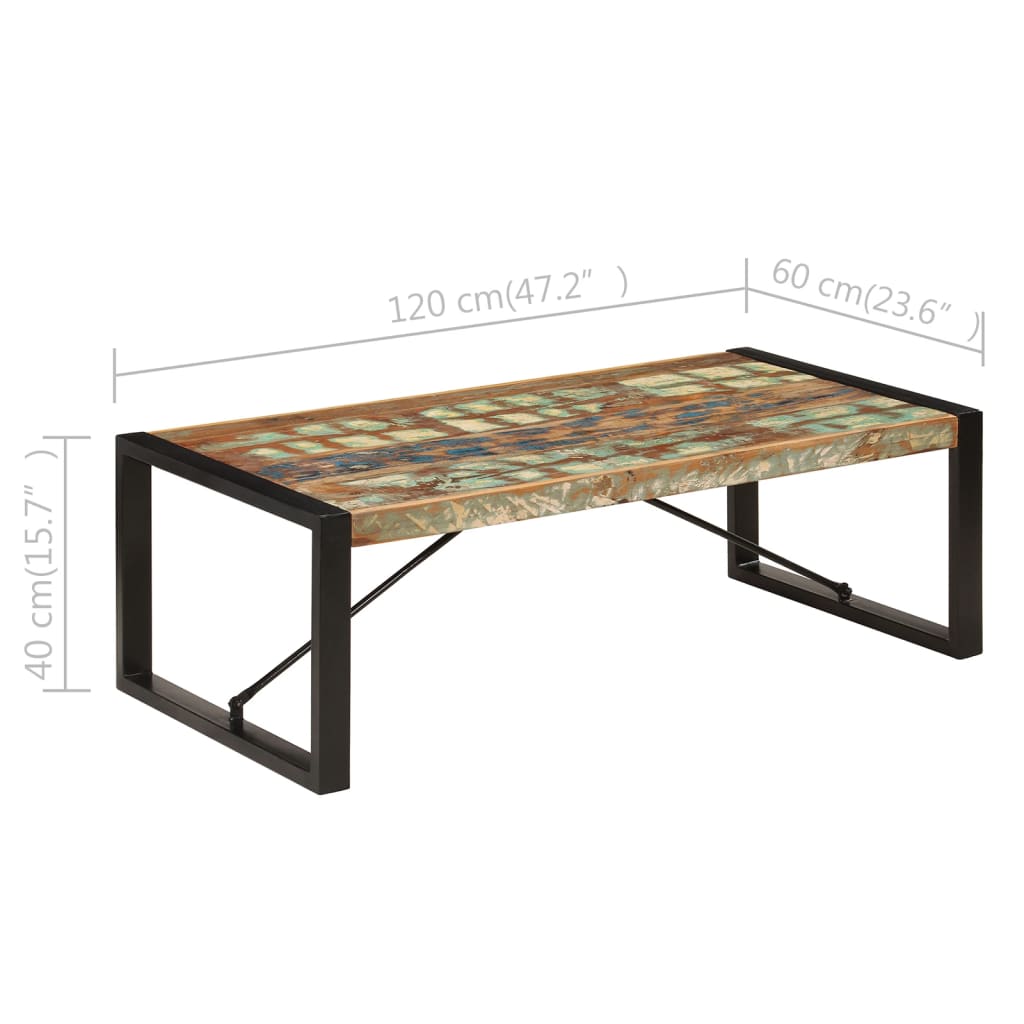 Salongbord 120x60x40 cm gjenvunnet heltre