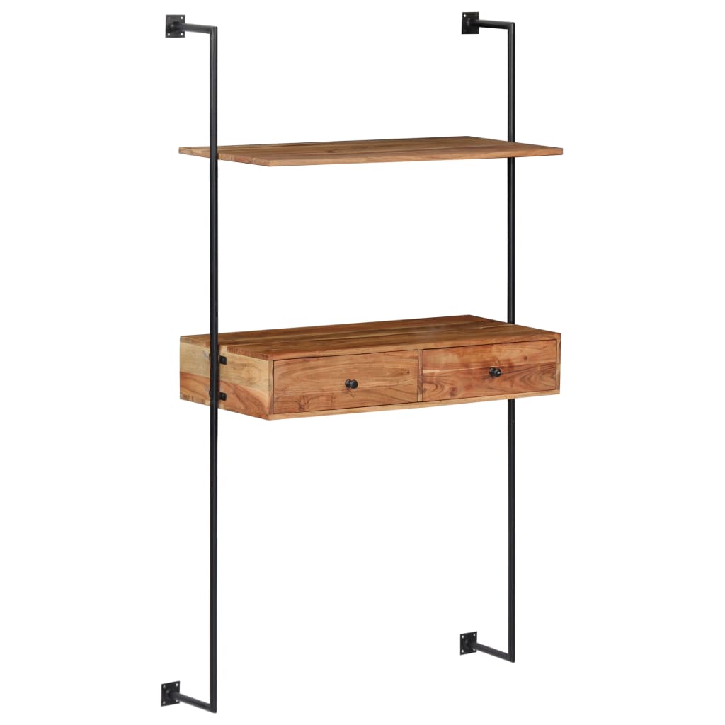 Vegghengt skrivebord 90x40x170 cm heltre akasie
