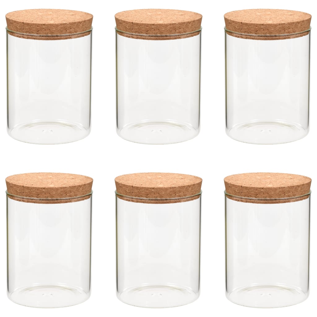 Glasskrukker med kork 6 stk 650 ml