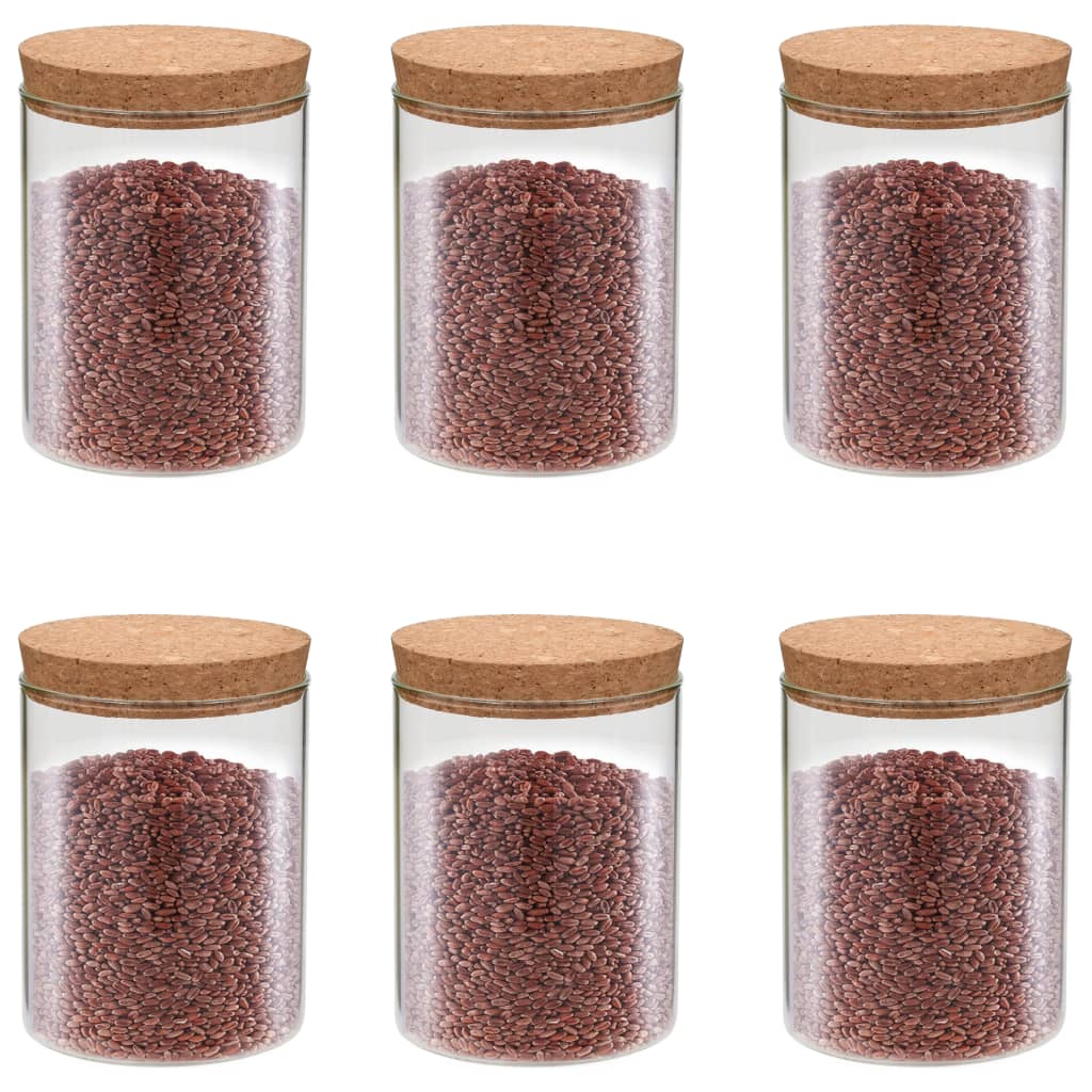 Glasskrukker med kork 6 stk 650 ml