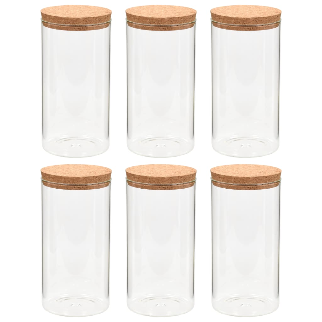 Glasskrukker med kork 6 stk 1400 ml