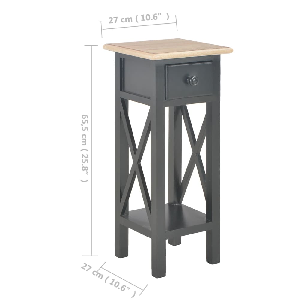 Sidebord svart 27x27x65,5 cm tre