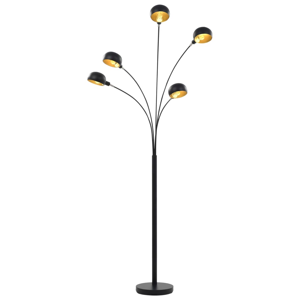 Stående lampe 200 cm 5 x E14 svart og gull vidaXL