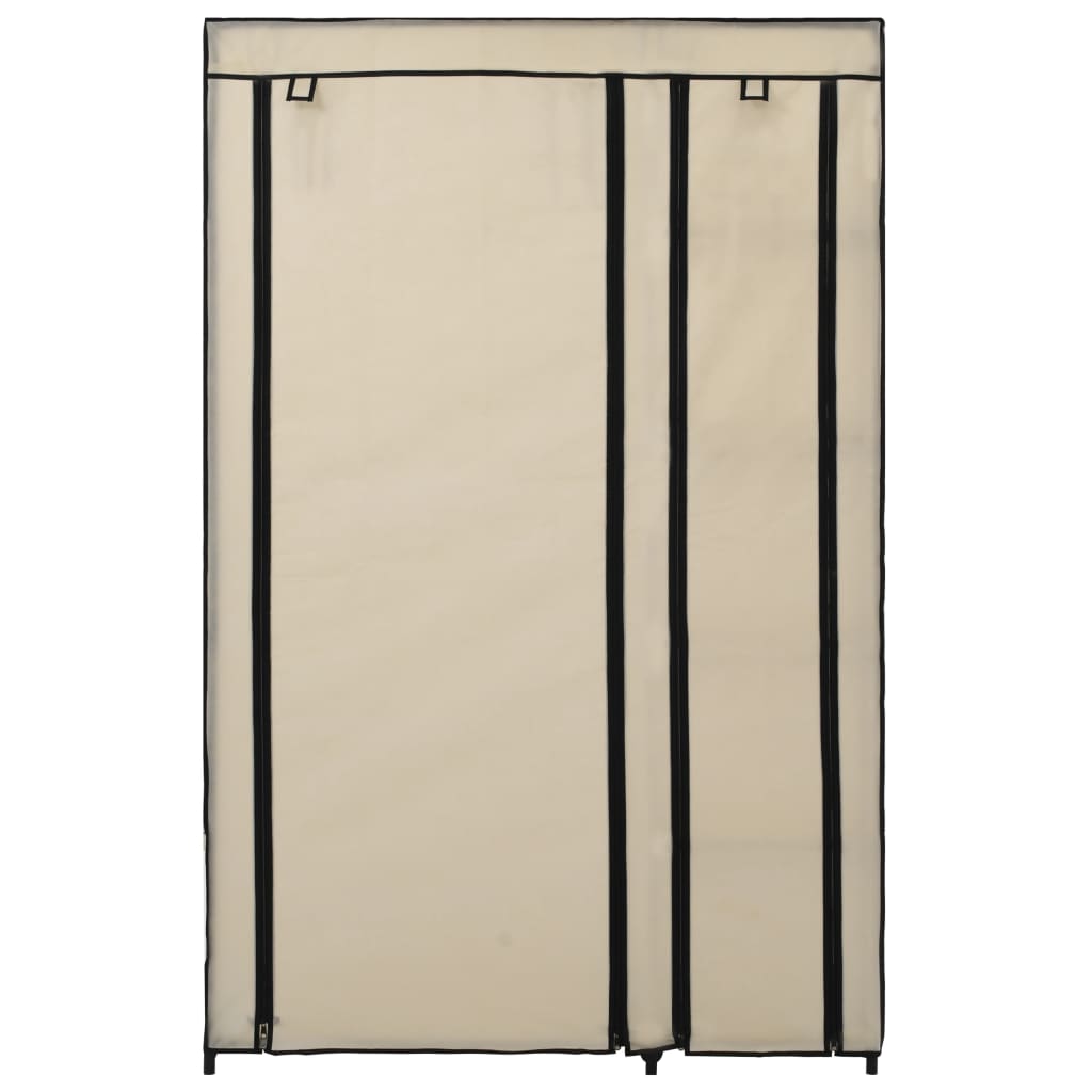 Sammenleggbar garderobe kremfarget 110x45x175 cm stoff