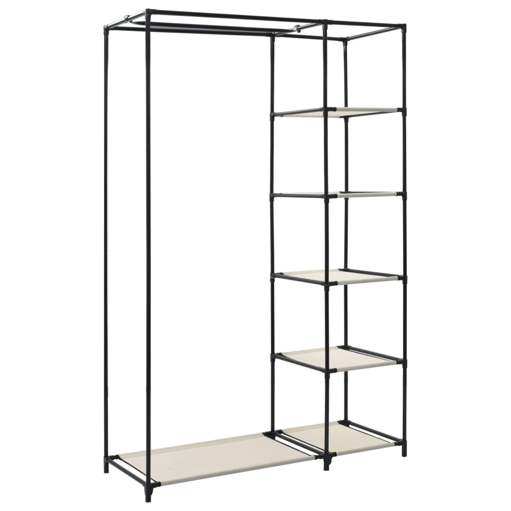 Sammenleggbar garderobe kremfarget 110x45x175 cm stoff