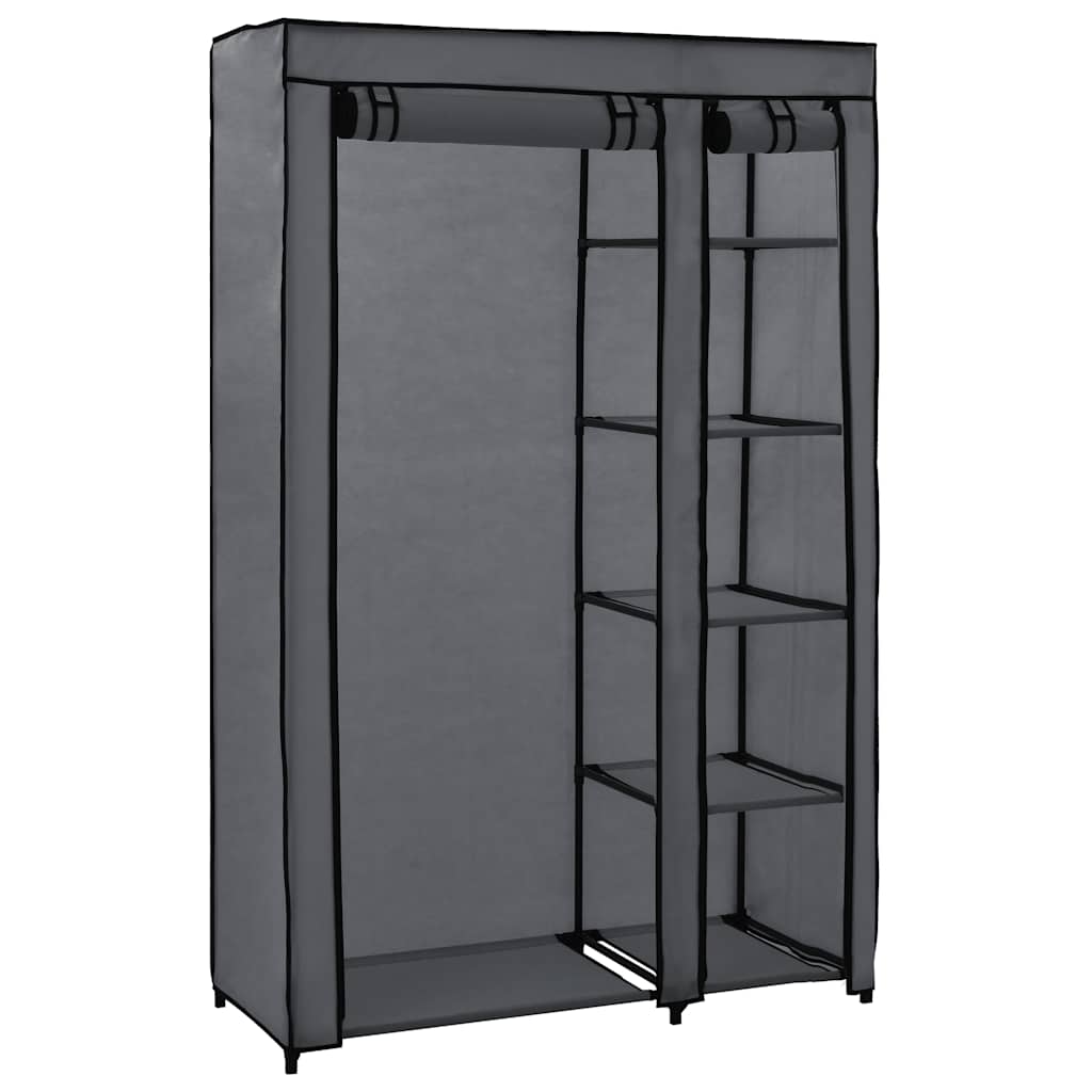 Sammenleggbar garderobe grå 110x45x175 cm stoff
