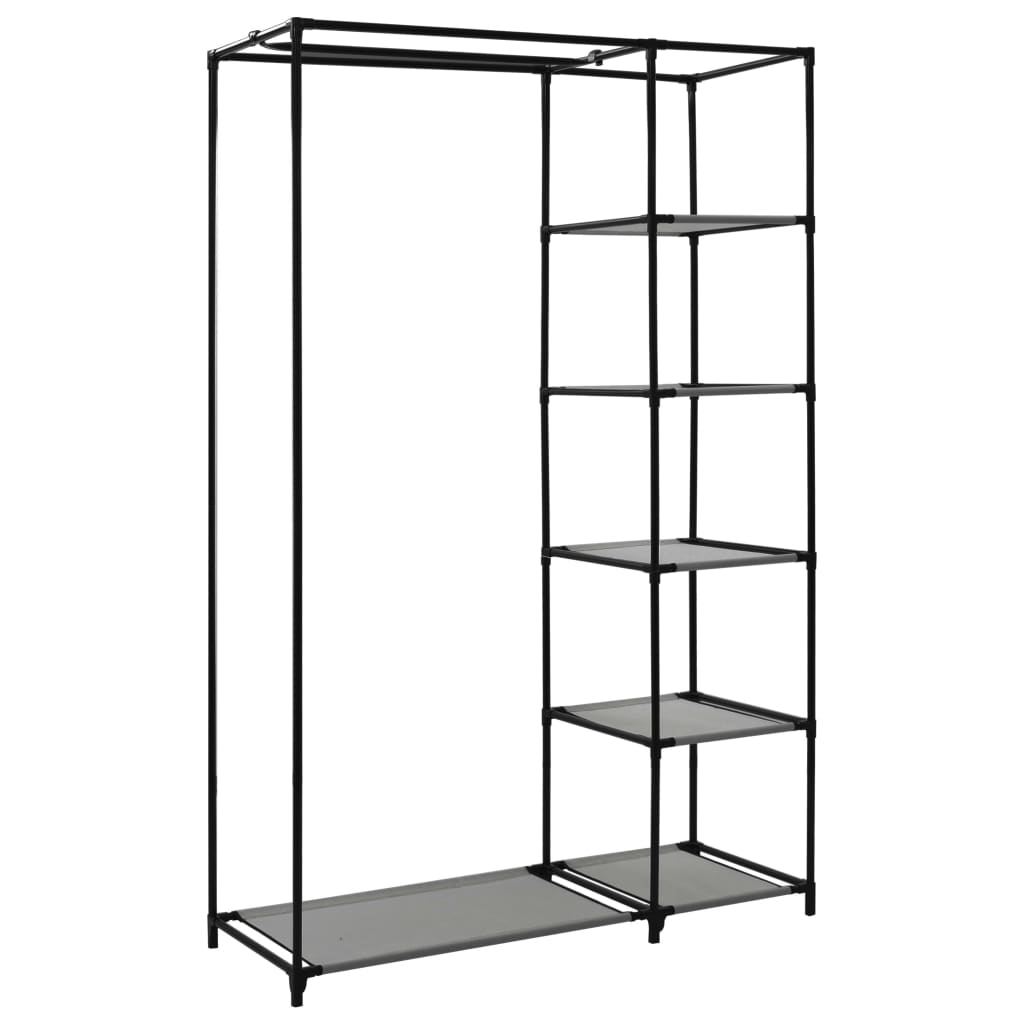 Sammenleggbar garderobe grå 110x45x175 cm stoff