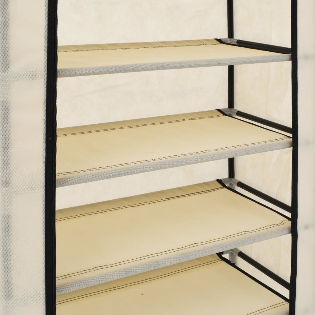 Skoskap med trekk hvit 58x28x106 cm stoff