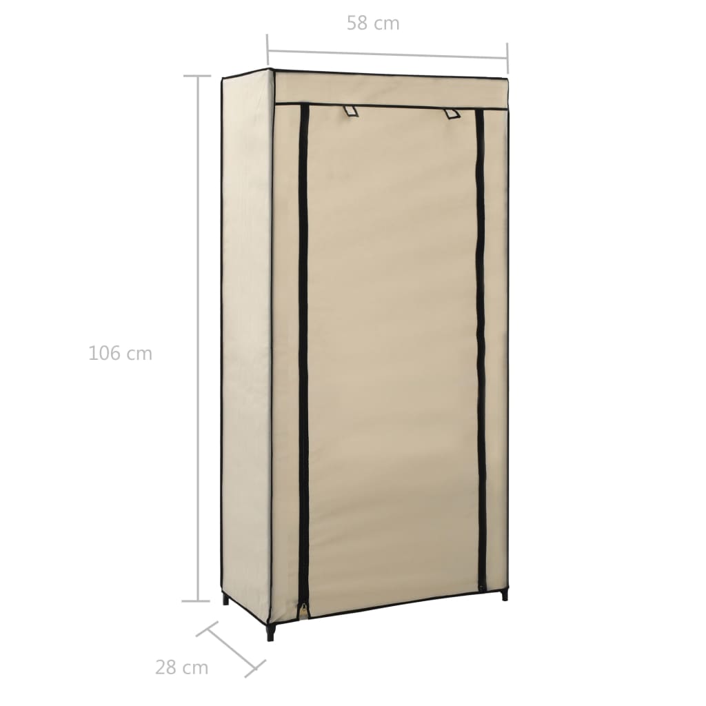 Skoskap med trekk hvit 58x28x106 cm stoff