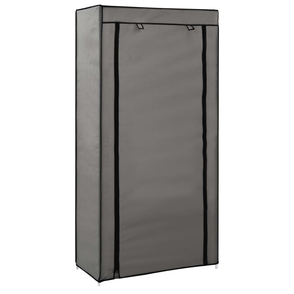 Skoskap med trekk grå 58x28x106 cm stoff