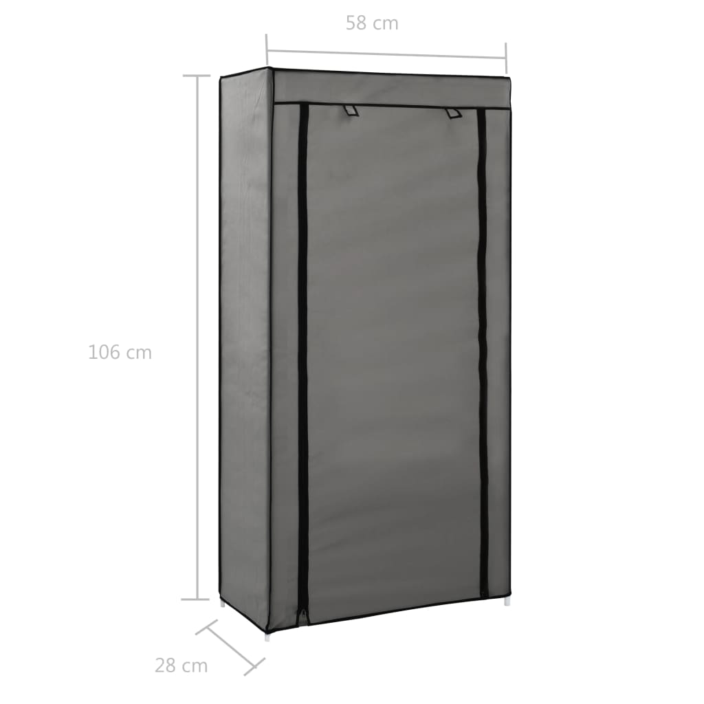 Skoskap med trekk grå 58x28x106 cm stoff