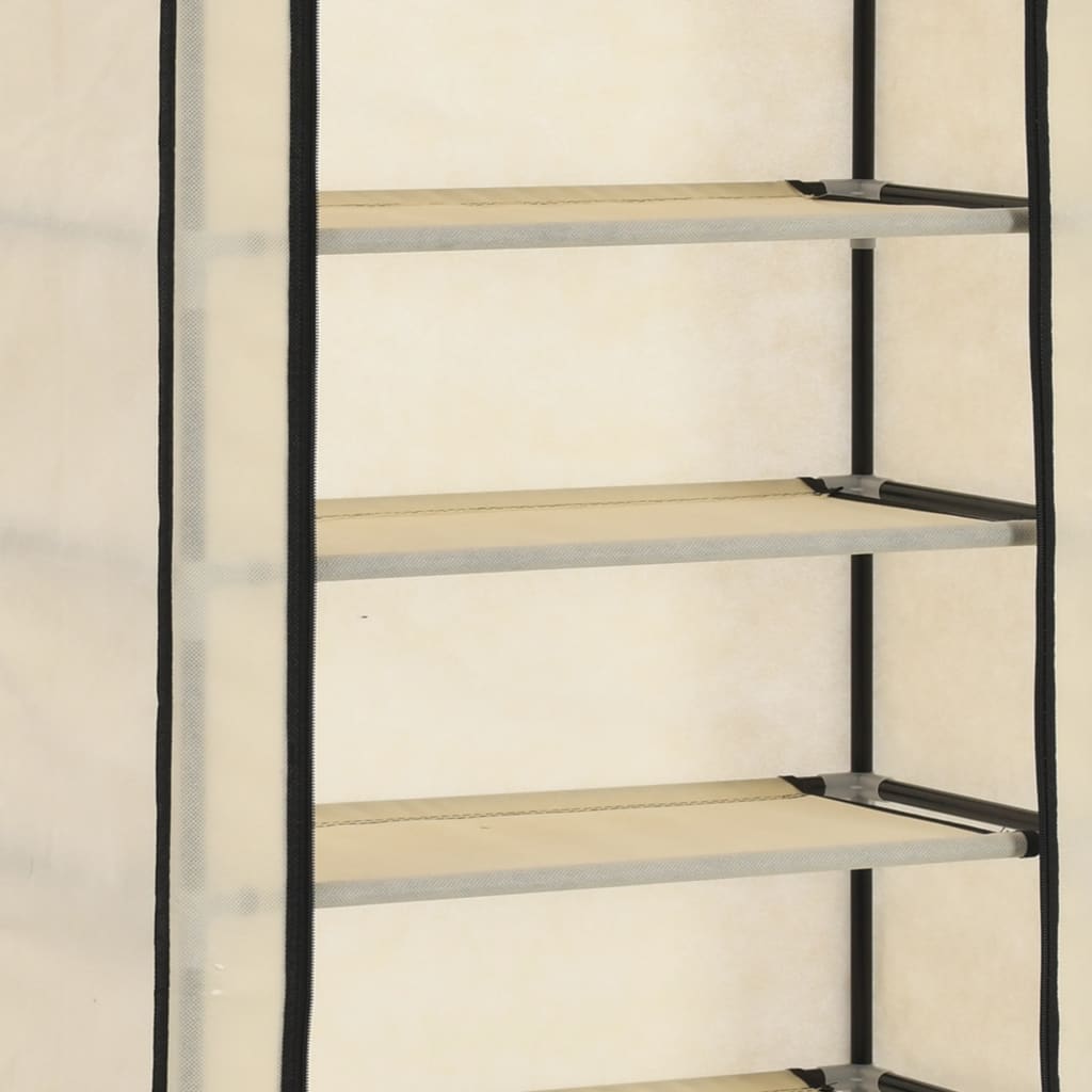 Skoskap med trekk kremfarget 57x29x162 cm stoff