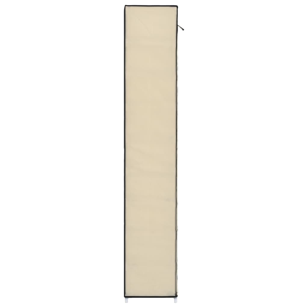 Skoskap med trekk kremfarget 57x29x162 cm stoff