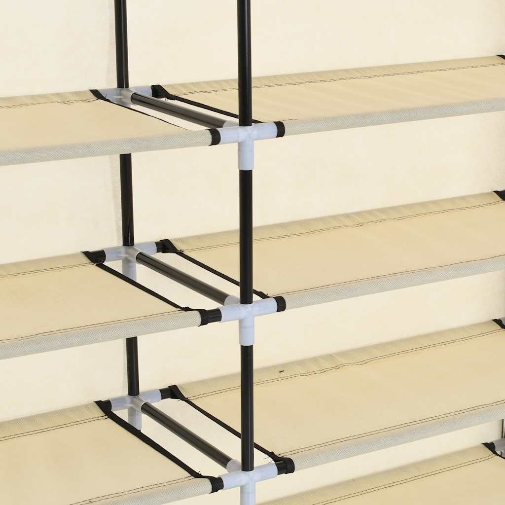 Skoskap med trekk kremhvit 115x28x110 cm stoff