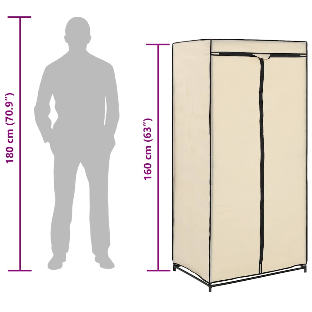 Garderobeskap krem 75x50x160 cm