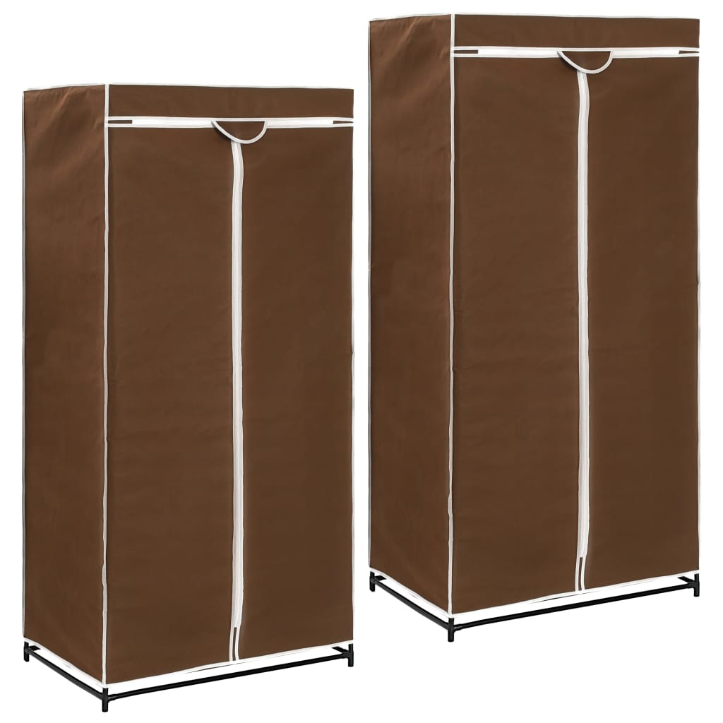Garderobeskap 2 stk brun 75x50x160 cm