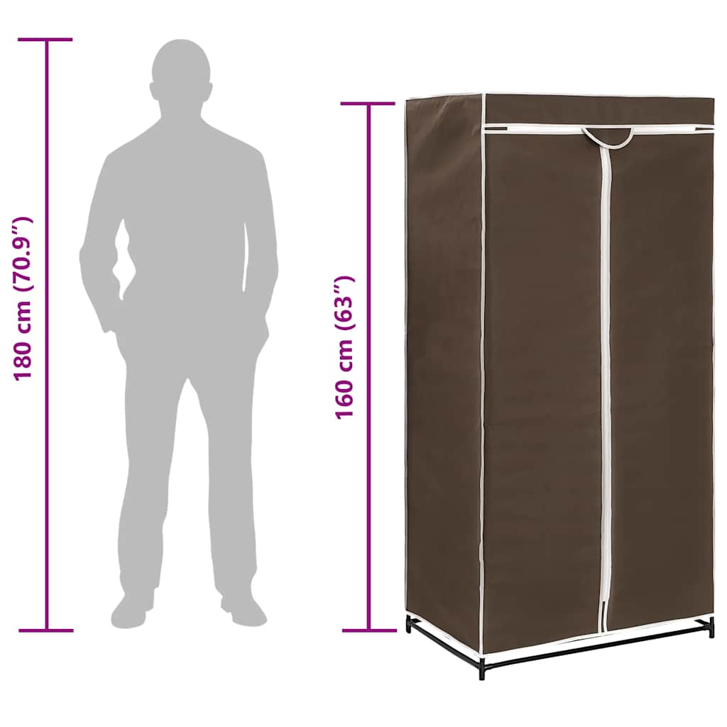 Garderobeskap 2 stk brun 75x50x160 cm