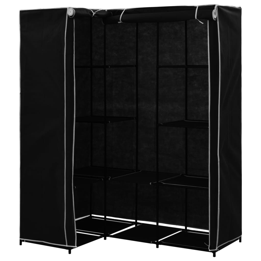 Hjørnegarderobe svart 130x87x169 cm