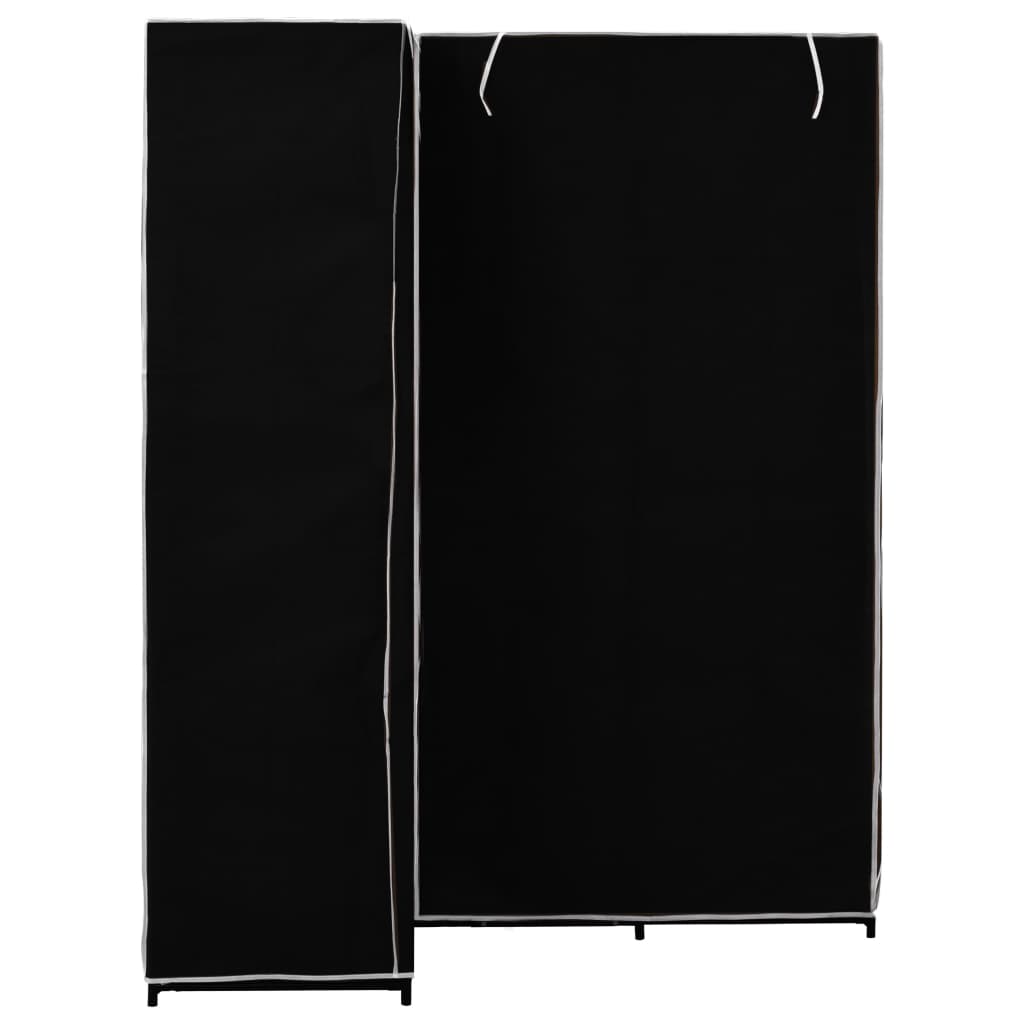 Hjørnegarderobe svart 130x87x169 cm
