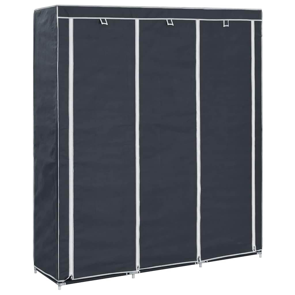 Garderobe med skap og stenger svart 150x45x175 cm stoff