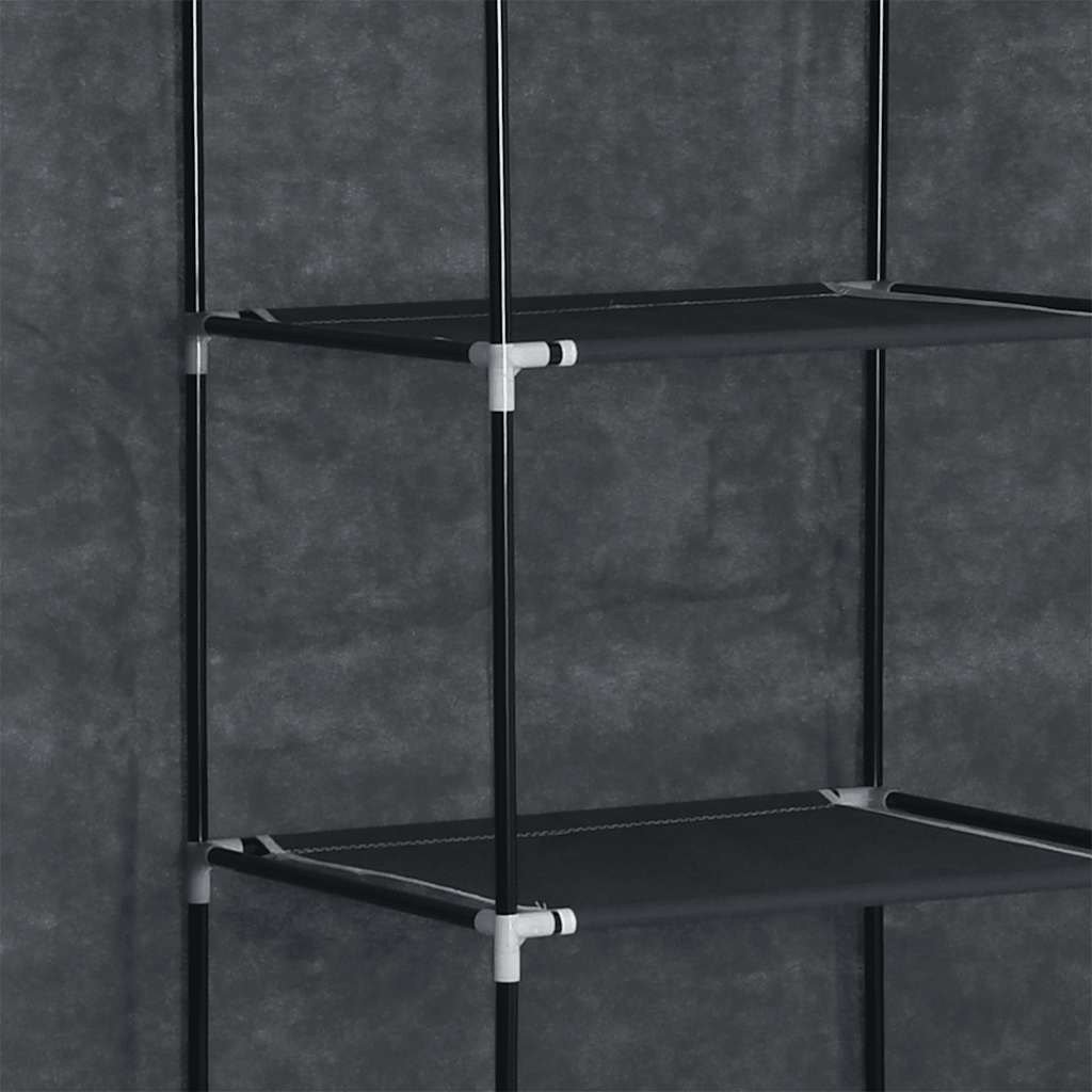 Garderobe med skap og stenger svart 150x45x175 cm stoff