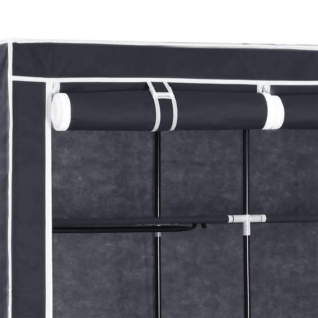 Garderobe med skap og stenger svart 150x45x175 cm stoff