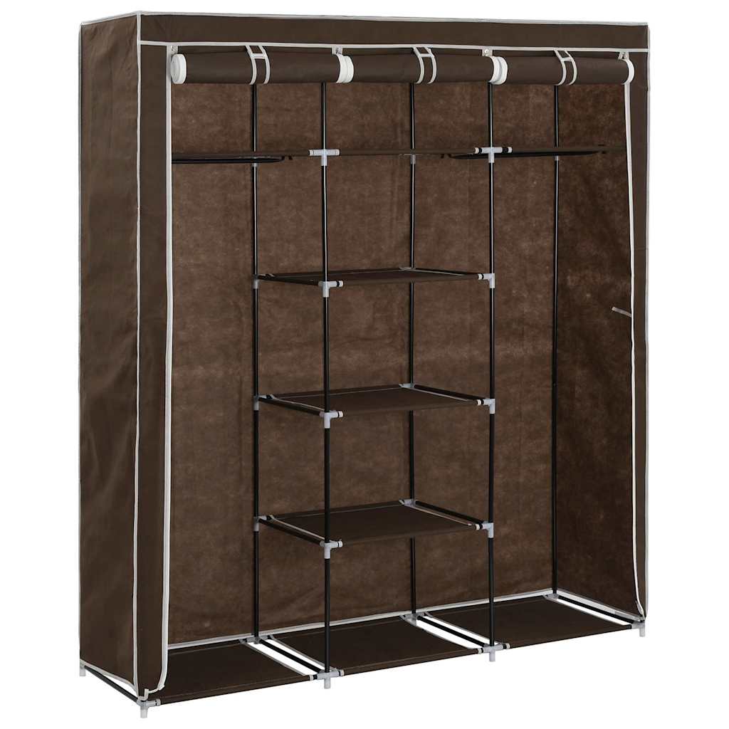 Garderobe med skap og stenger brun 150x45x175 cm stoff