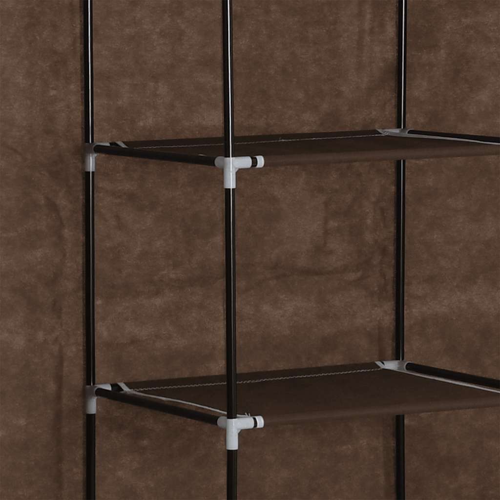 Garderobe med skap og stenger brun 150x45x175 cm stoff