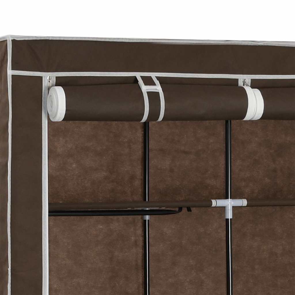 Garderobe med skap og stenger brun 150x45x175 cm stoff