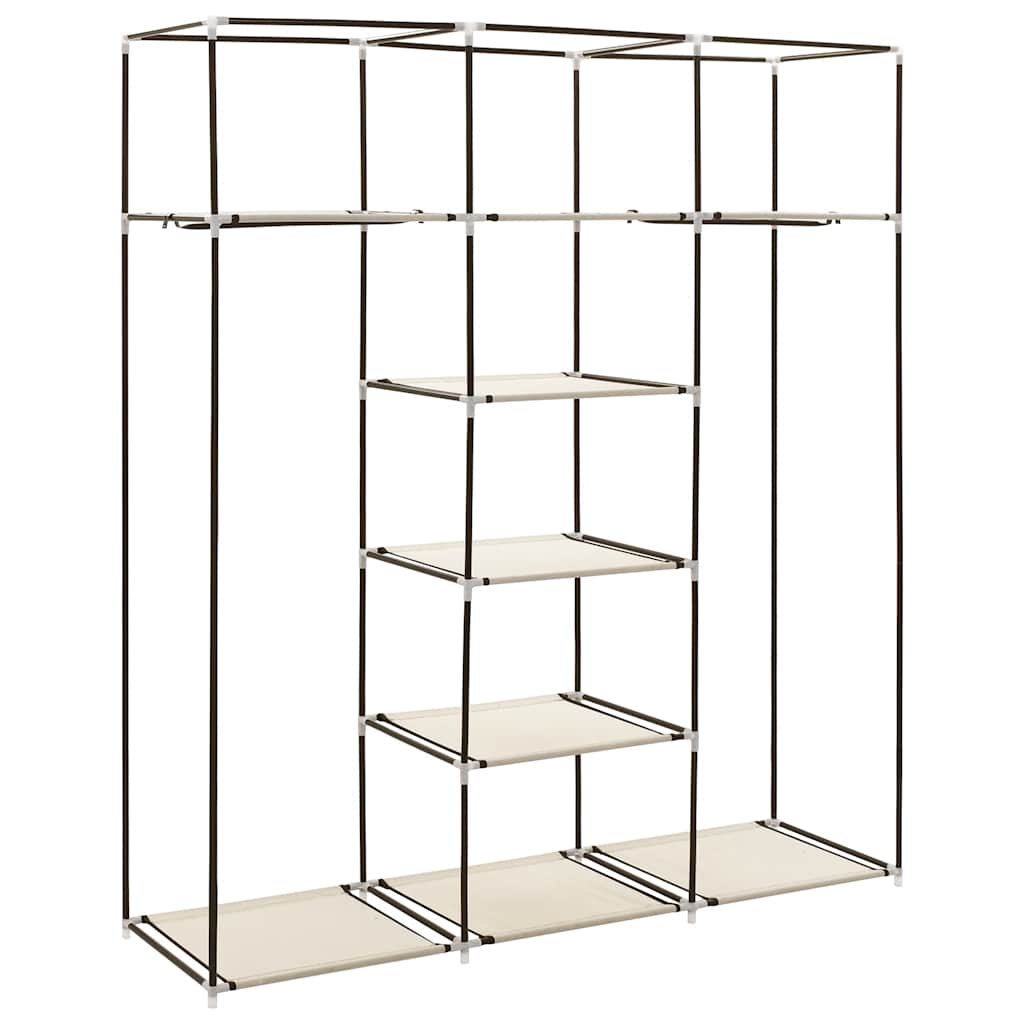 Garderobe med skap og stenger kremhvit 150x45x175 cm stoff