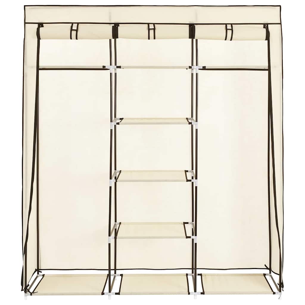 Garderobe med skap og stenger kremhvit 150x45x175 cm stoff