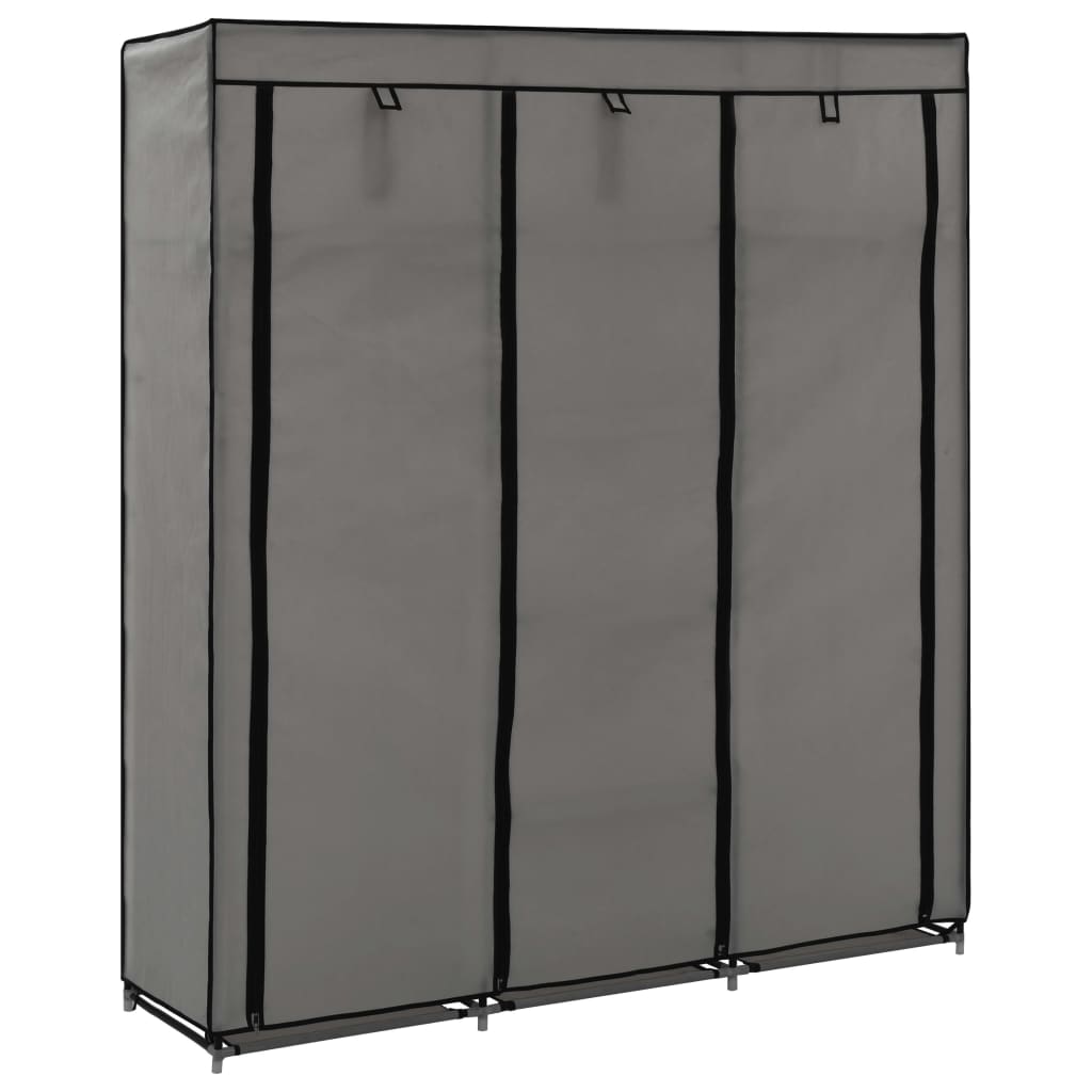 Garderobe med skap og stenger grå 150x45x175 cm stoff