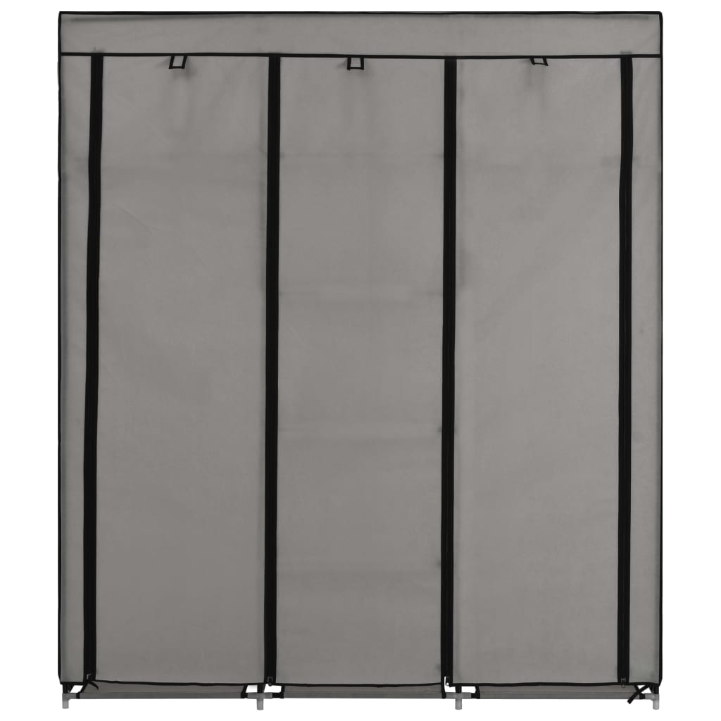 Garderobe med skap og stenger grå 150x45x175 cm stoff