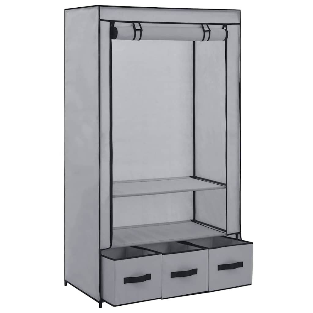 Garderobe grå 87x49x159 cm stoff