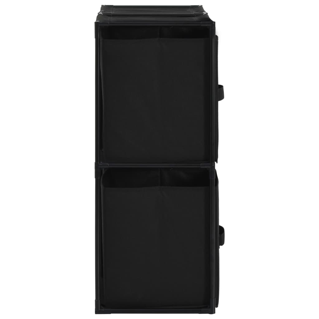 Oppbevaringsskap med 4 stoffkurver svart 63x30x71 cm stål
