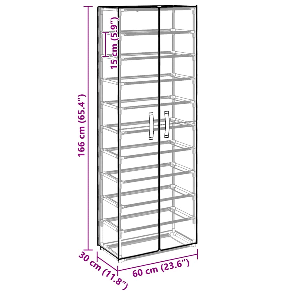 Skoskap svart 60x30x166 cm stoff