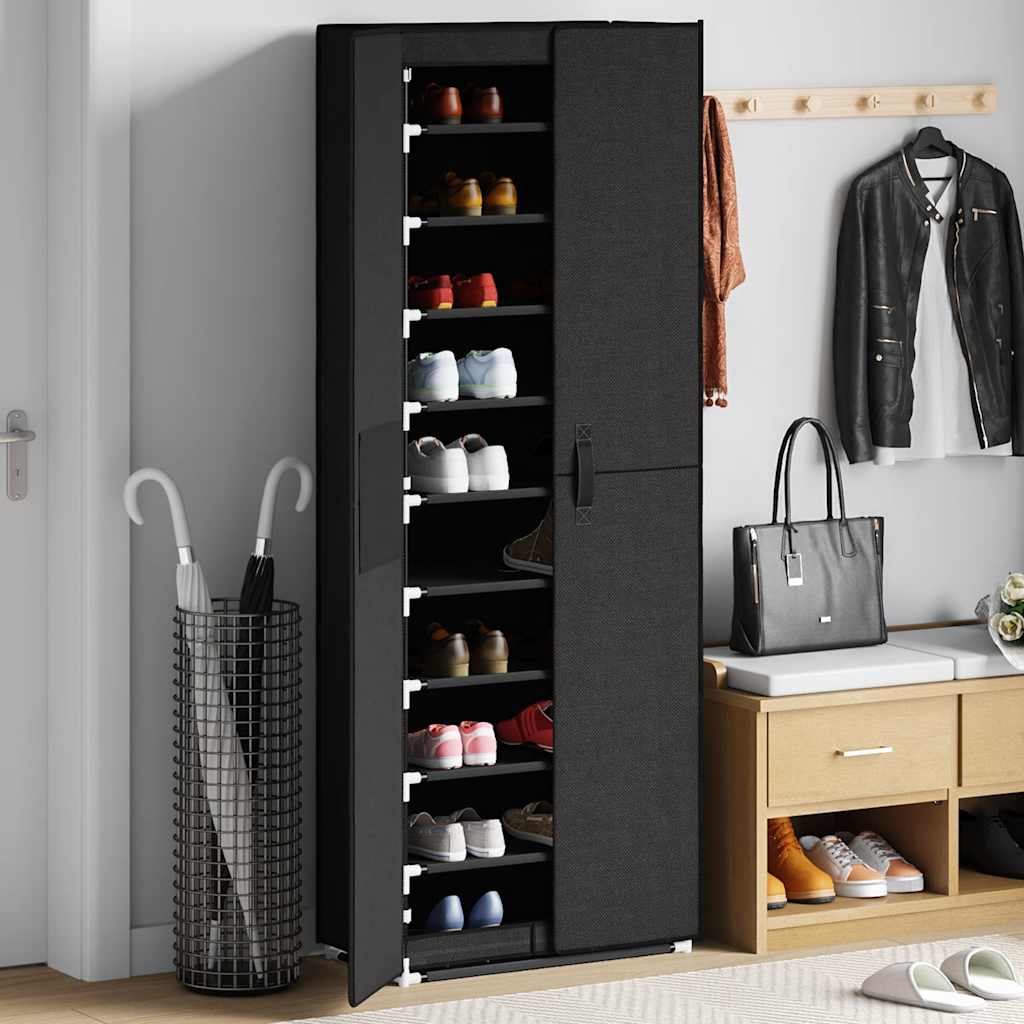 Skoskap svart 60x30x166 cm stoff