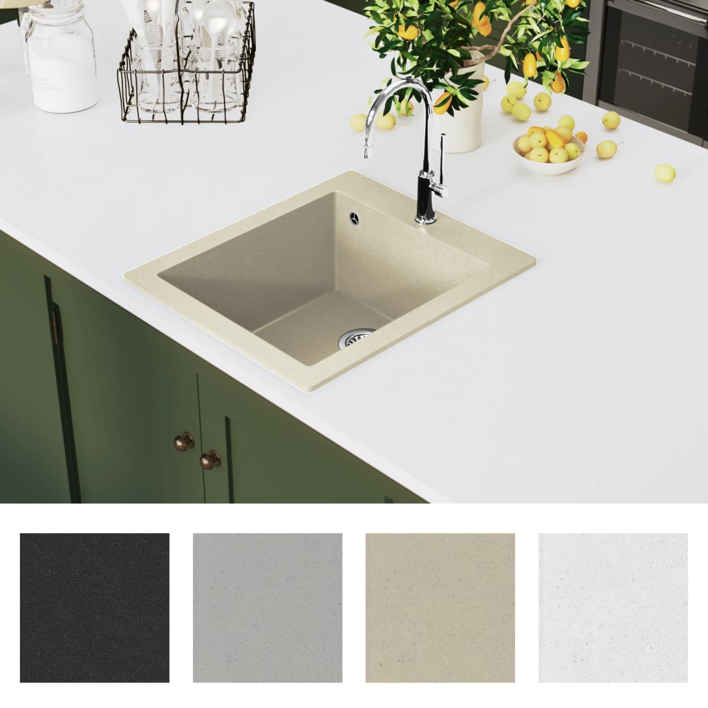 Kjøkkenvask enkel kum granitt beige