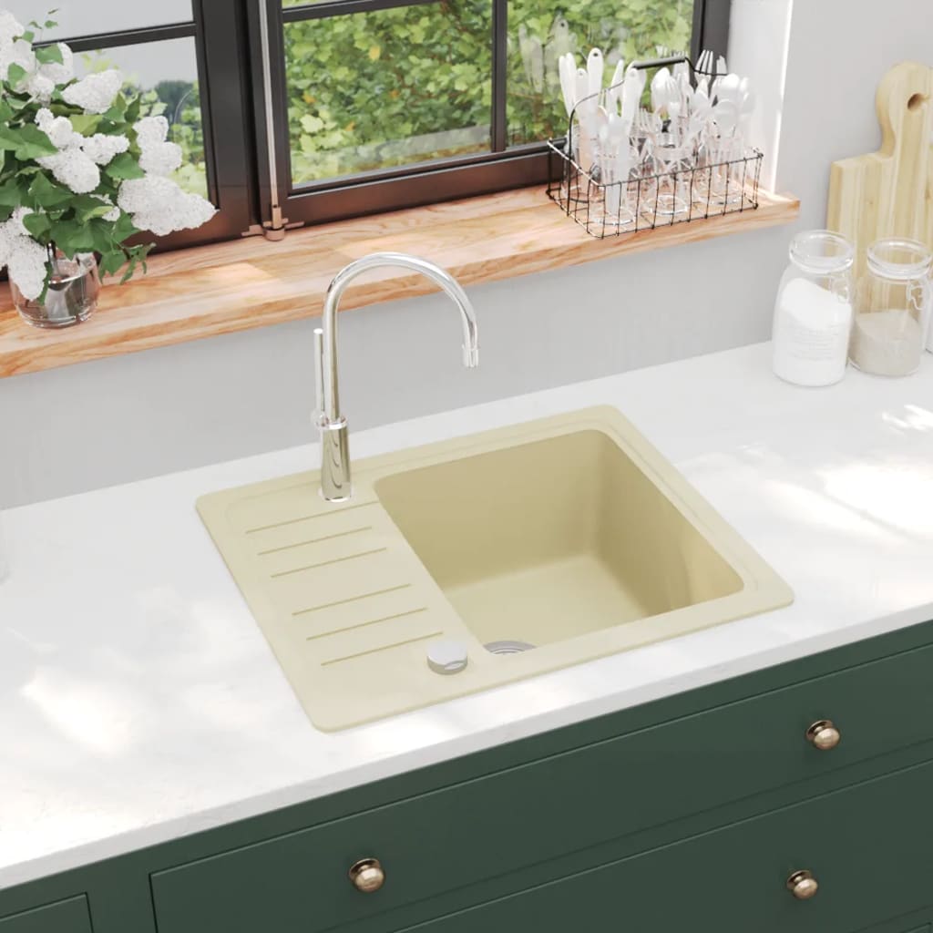 Kjøkkenvask enkel kum granitt beige