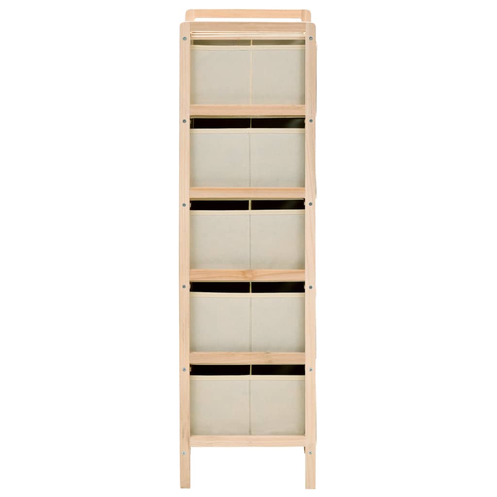 Oppbevaringshyller 2 stk med 5 stoffkurver beige sedertre