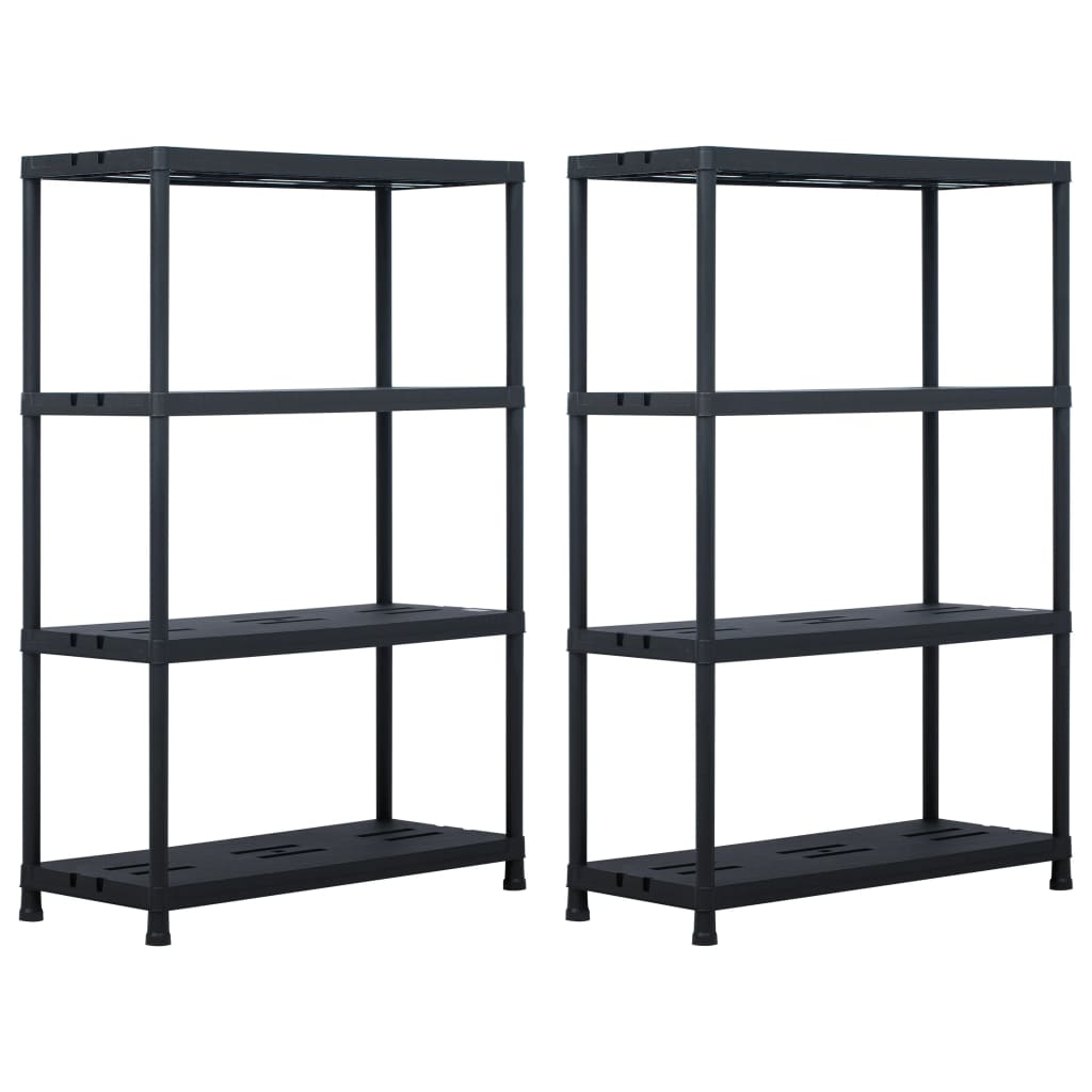 Oppbevaringshylle 2 stk svart 220 kg 90x40x138 cm plast
