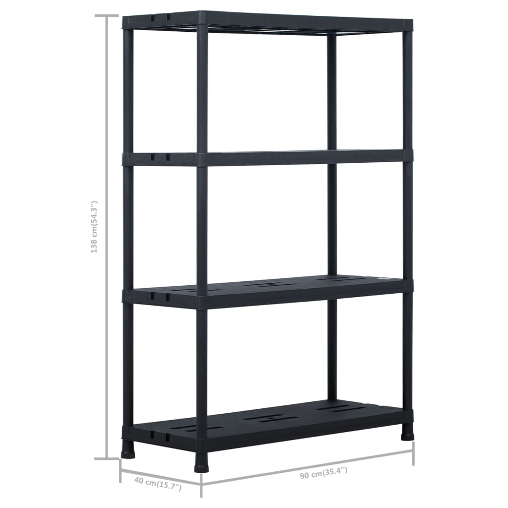 Oppbevaringshylle 2 stk svart 220 kg 90x40x138 cm plast