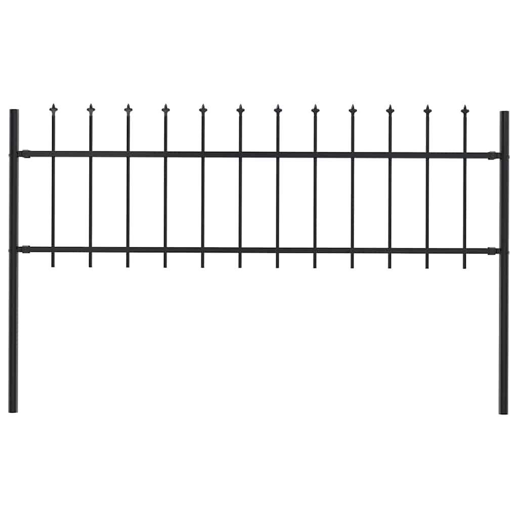 Hagegjerde med spydtopp stål 181x60 cm svart
