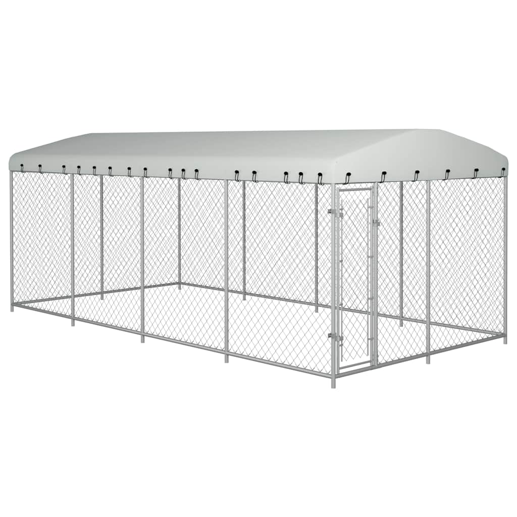 Utendørs hundegård med tak 7,6x3,8x2,3 m