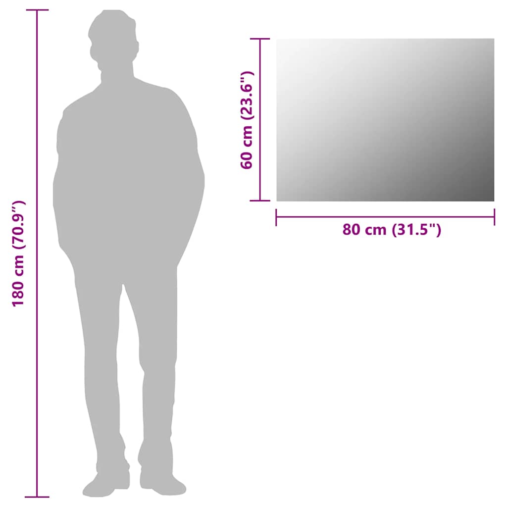 Rammeløst speil 80x60 cm glass