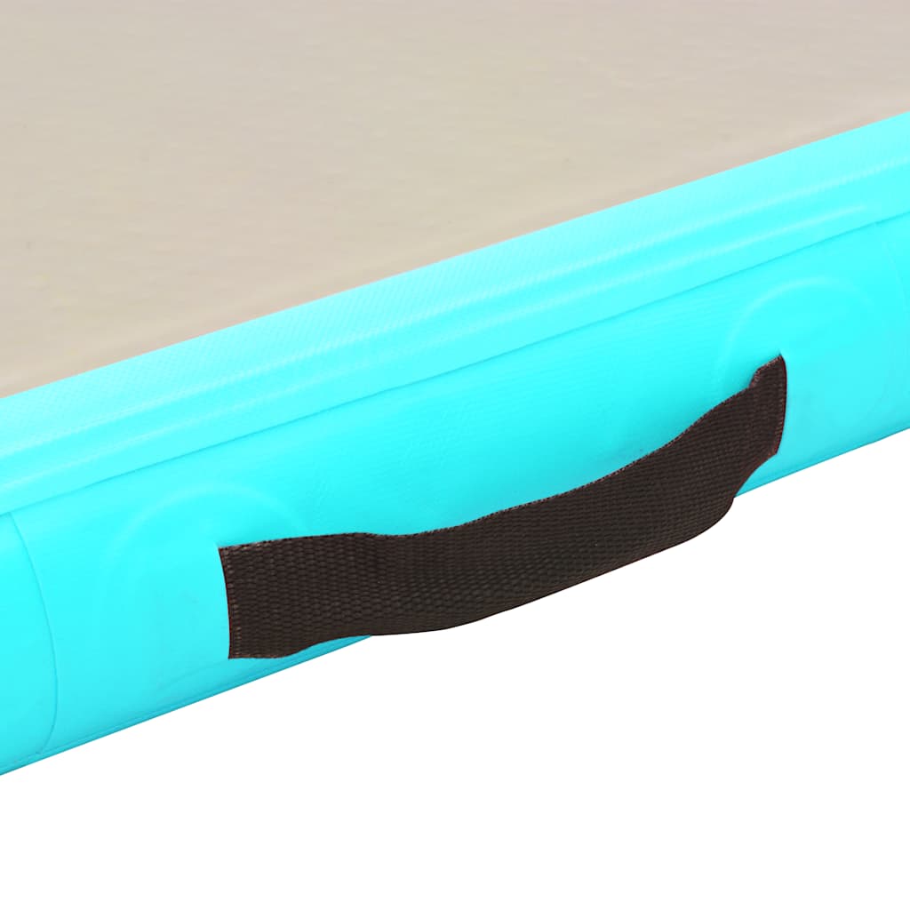 Oppblåsbar gymnastikkmatte med pumpe 400x100x10 cm PVC grønn