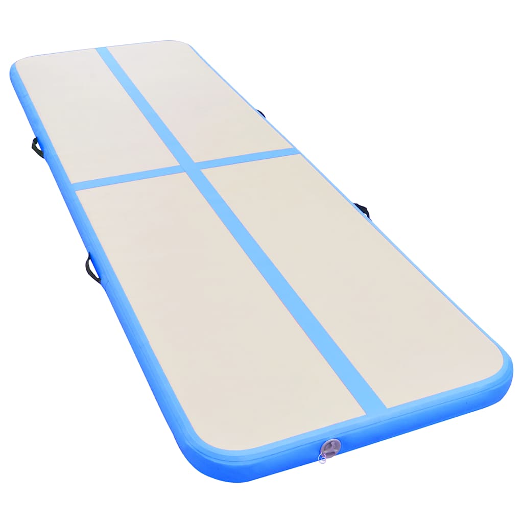 Oppblåsbar gymnastikkmatte med pumpe 600x100x10 cm PVC blå