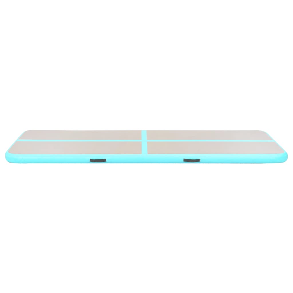 Oppblåsbar gymnastikkmatte med pumpe 600x100x10 cm PVC grønn